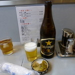 新京 - ビール540円　搾菜付き（もちロハです）