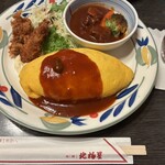 北極星 心斎橋本店 - 牡蠣フライにビーフシチューお肉ホロホロでした。ラグビーボールみたいなめっちゃ美味しいオムライスでした。