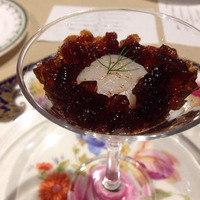 レストラン 香松 - 滋味深いコンソメのジュレ　栗・焼きナス・帆立を合わせて