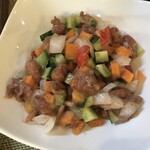 インドエスニック料理 カシミール - レッドキドニービーンズを使った軽食のラージマチャート(¥440) 豆のホクホク感ではなくネットリ感を活かしているところが意外かつ美味しい♪