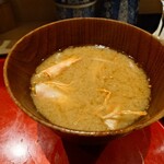 車海老専科 天麩羅 手一束 - 車海老出汁の味噌汁　海老の旨味がじんわりしみこみます