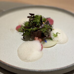 arbreims - 霧島黒豚のプレゼ、貝のエミュルッション