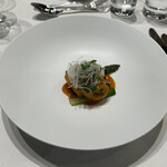 エスパシオナゴヤキャッスル - 舌ビラメとズワイ盛ムースのヴァブールアメリケータソースとフィーヌゼルプ