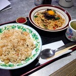 ほびーい喫茶店 - 納豆スパゲッティ(値段お任せ)、エビピラフ 750円 