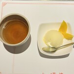 やきにく百済 - コーン茶とゆずシャーベット