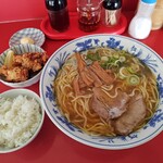 中華そば　まるせい - 定食② 中華そば(大)＋からあげ(3ヶ)＋ライス小　1,200円