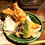 和洋旬菜 新 - 牡丹海老と野菜の天麩羅