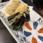 和がや食堂 - ひらめとなすの天ぷら 