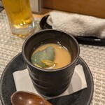 汐 - 白魚たけのこそら豆、カニも入ってた茶碗蒸し