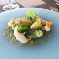 THE RAY(リーガロイヤルホテル大阪) - 真鯛のマリネ　柑橘のピュレとプードルビネガージュレと三つ葉のアクセント