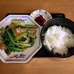 食事処　七福 - 豚バラと小松菜の塩しょうが炒めとごはんセット