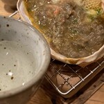 近江町・海鮮市場料理 市の蔵 - 蟹味噌甲羅焼と日本酒