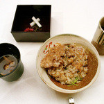 嵐山MITATE - 8【ちりめん山椒とカレー風味の釜飯/赤出し/自家製漬物】(2015.01夜)