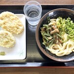 讃岐うどん むらさき - 料理写真:山菜うどん・天ぷら（れんこん・たけのこ）