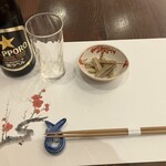 入谷鬼子母神門前のだや - 瓶ビール、骨せんべい