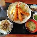 ダイニング喜八楽 - じゃこ山椒ご飯セット＆海老フライ