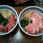 豚牛 県庁前本店 - 牛タタキ丼と霜降り刺し丼のセット