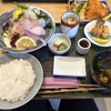 魚留 - ひらめの刺身とひらめフライ定食