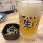酒場魚と鶏ヤロー - まずは、生ジョッキ！税込で329円！