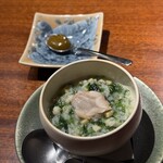 上深川 - アオサ海苔と貝を使ったお粥
