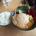 大岩亭 - 辛いのりラーメン特鳥3辛カタとご飯