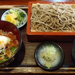 秋月そば - 料理写真:セットメニュー (もりそば ＋ 信州牛ローストビーフ丼) 1100円