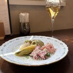 ORTAGGIO - 前菜　真鯛のカルパッチョ、前沢牛のローストビーフ他