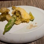 Dining 白石 - 真鯛シシトウ舞茸の天ぷら