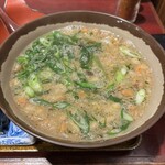 味万 - 山菜と天かすのおうどん。