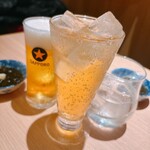 激太魚 - グラスが綺麗！ソフドリは三角のグラスでわかりやすい。