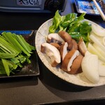 誠平鳥 - ニラ、焼き野菜3点盛り