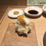 レストレ - 白子カツ：カリフラワーソース、うにのせ