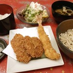 兎月 - エビフライとヒレかつ御膳