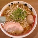 竹本商店 つけ麺開拓舎 秋田広面店 - 飛魚そば（太麺・並盛）：７４０円+税８％【２０１５年１月撮影】