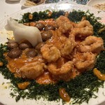 福新楼 - 大蝦のチリソースにはバフンウニが入ってました。