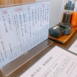 ごちそうとんかつ 豚の恵み - 卓上のメニュー表