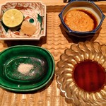 伯雲 - 酢橘、紅葉おろし、塩、ポン酢、鮟肝ポン酢