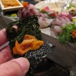 季楽酒場 おっきゃがり - 海苔で巻くと磯味満点　甘かったよ～