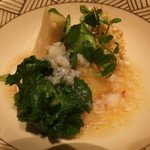 銀座 吉本 - 海老芋 竹の子 帆立 天豆 海老そぼろ餡かけ