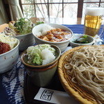 手打ち蕎麦しなの屋吉べぇ - ざるそばミニ丼セット（天丼、ソースかつ丼、マーボー丼）