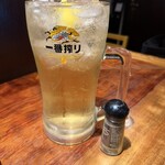 焼き鳥&焼きラム うまいける - デカジョッキに詰め詰めでない氷