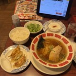 バーミヤン - 料理写真:バーミヤンラーメン/餃子・ごはんセット/どっさり青ネギ/杏仁豆腐　　2025/12/10