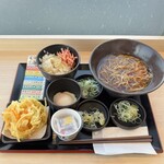 ゆで太郎 - 料理写真:朝食セット　納豆　温そば　温玉　ネギ多め/かき揚げ　2025/12/12