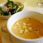 レストラン楓 - ランチ：スープとサラダ