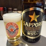 煎り酒と麺 しもきはら - 瓶ビール(サッポロ黒ラベル中瓶)