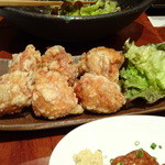 銀座酒場 マルハチ - 2015.01　うまかもんコース：福岡・直方 ぶつ切り鶏の唐揚げ