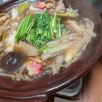 ばん亭 - 料理写真:坂網鴨づくし19,800円コース✨️治部煮風の鴨鍋です。芹(せり)を最後に投入！
