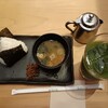 コメダ和喫茶 おかげ庵 - モーニング(おにぎり)・グリーンティー↑