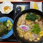 長寿庵 - 料理写真:親子南蛮＋シャケおにぎり