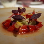 ライラ - カラビネーロス(スペイン産の海老) クレソンのムース 各種野菜 トマトピューレ 2015.1.2x